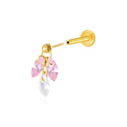 Pink Spring - Titanium Floating Plume Flat Back | Vertical Helix Stud