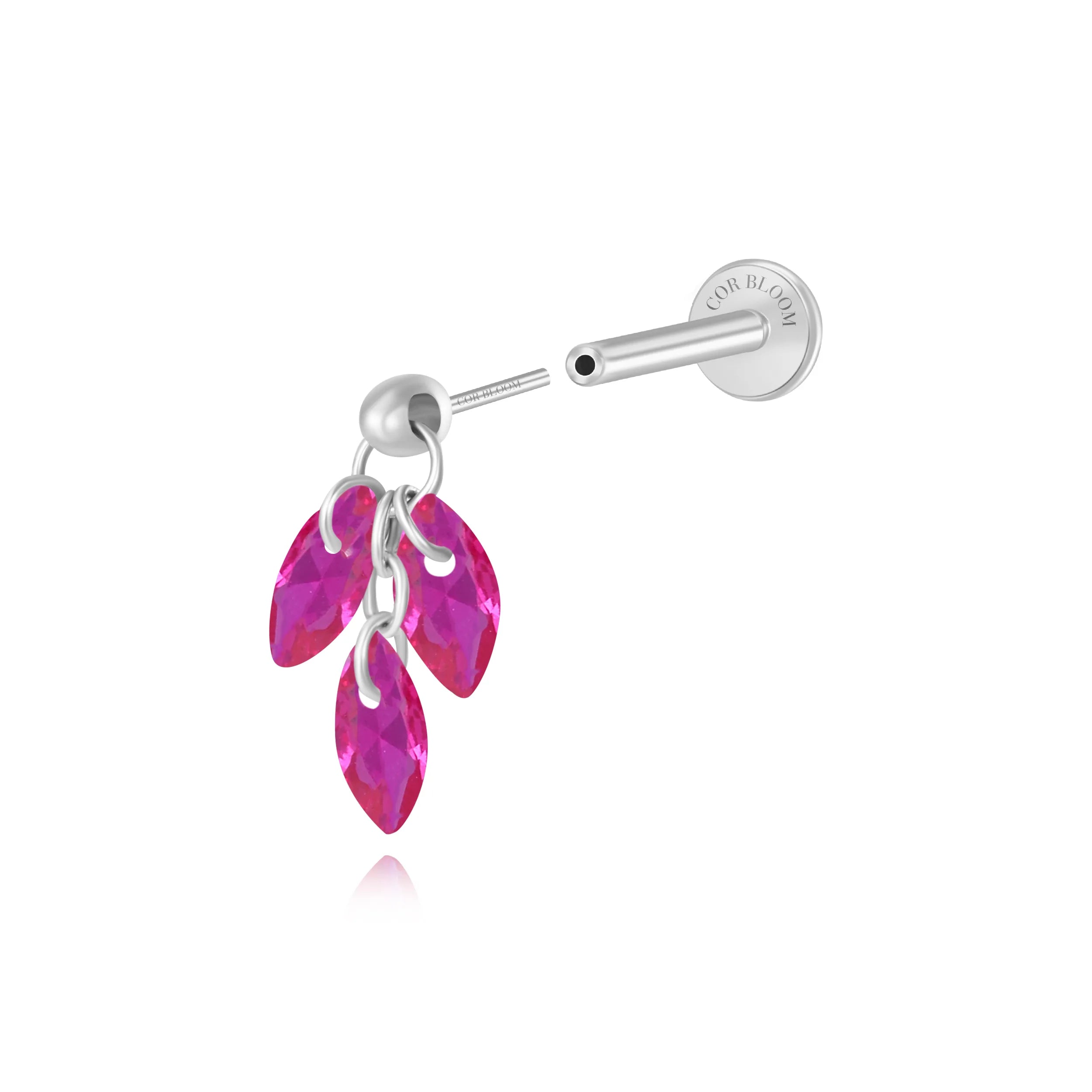 Ruby Rose - Titanium Floating Plume Flat Back Earring | Vertical Helix Stud