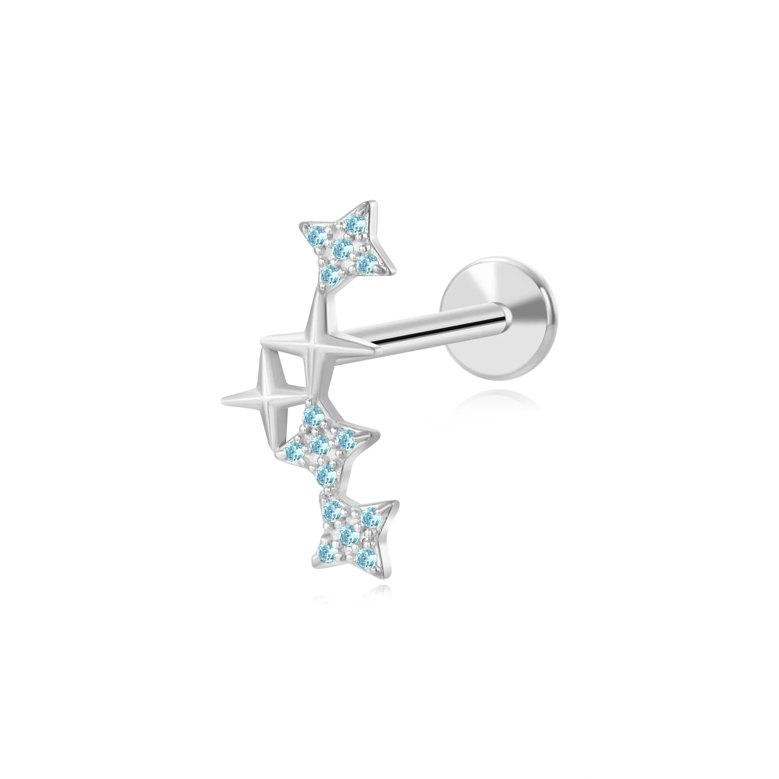 Dionysos Aquamarine Star Cluster Flat Back Stud