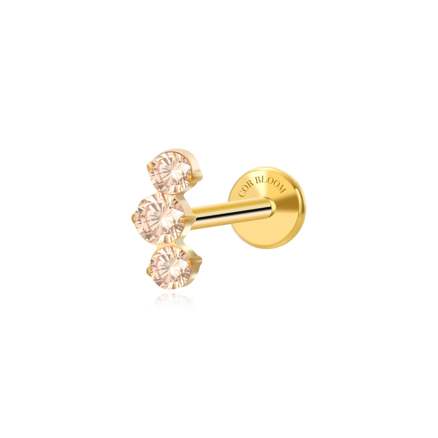 Titanium Elpis Champagne Trinity Cluster Flat Back Stud