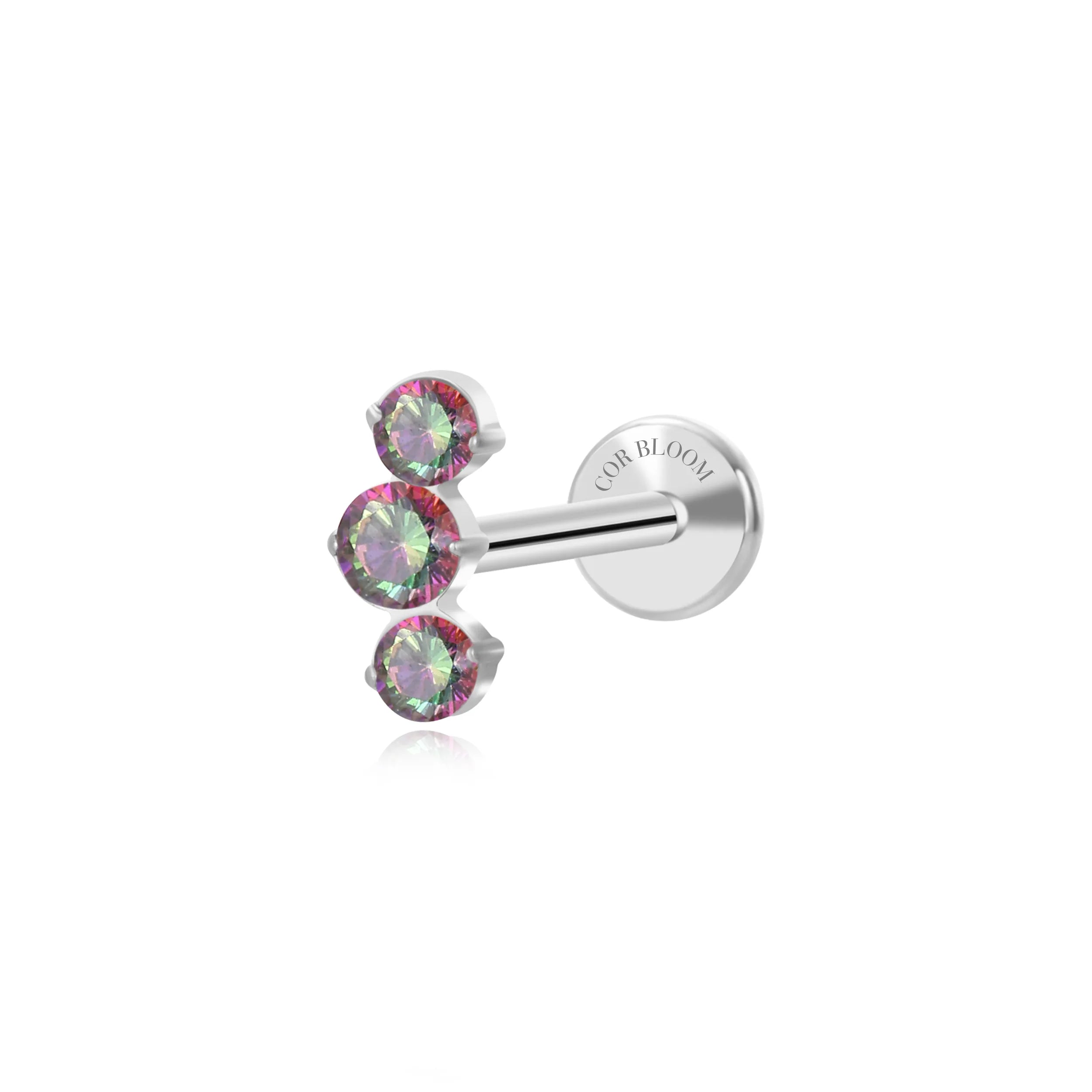 Titanium Elpis Dark Iridescent Trinity Cluster Flat Back Stud