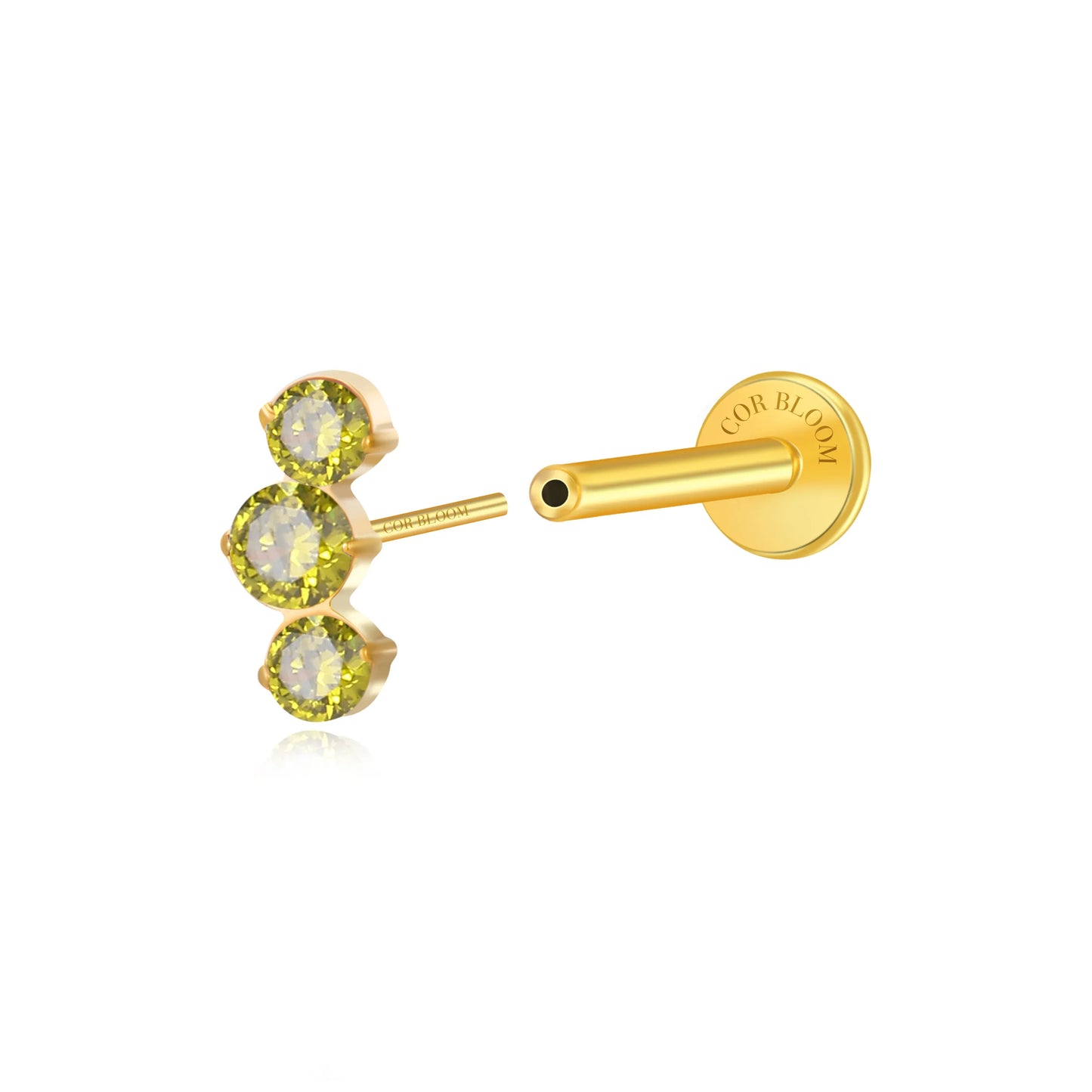 Titanium Elpis Peridot Trinity Cluster Flat Back Stud