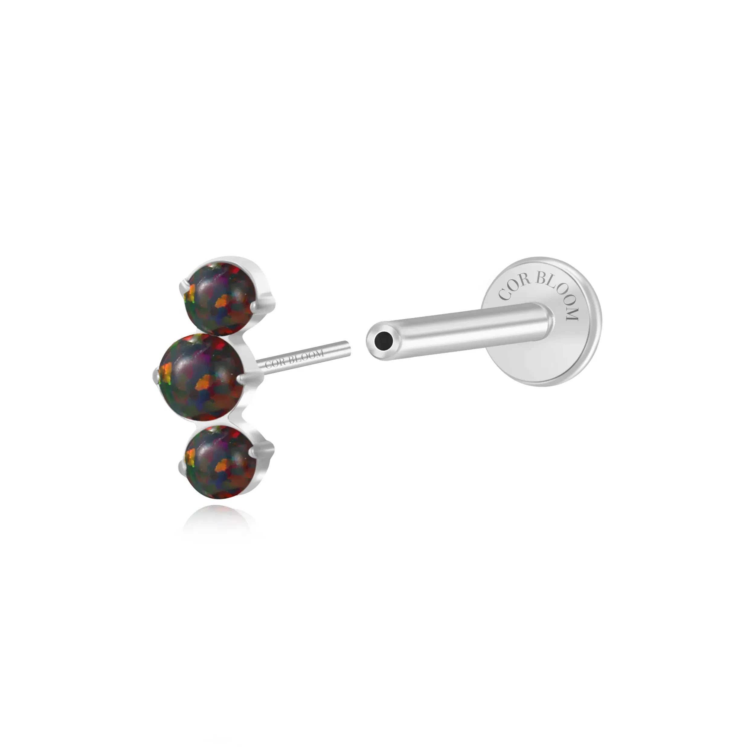 Titanium Elpis Dark Opal Trinity Cluster Flat Back Stud