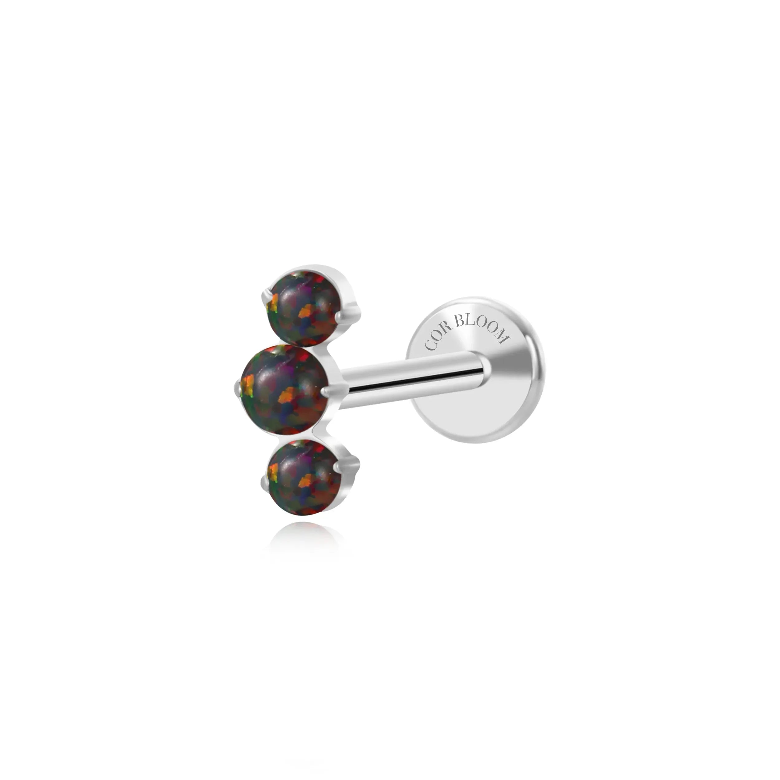 Titanium Elpis Dark Opal Trinity Cluster Flat Back Stud