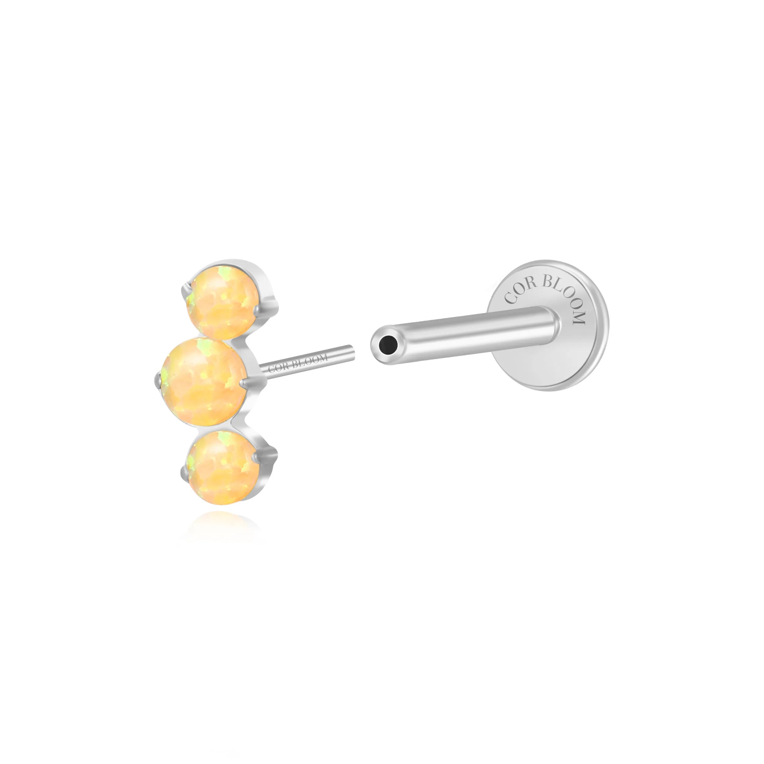 Titanium Elpis Golden Opal Trinity Cluster Flat Back Stud