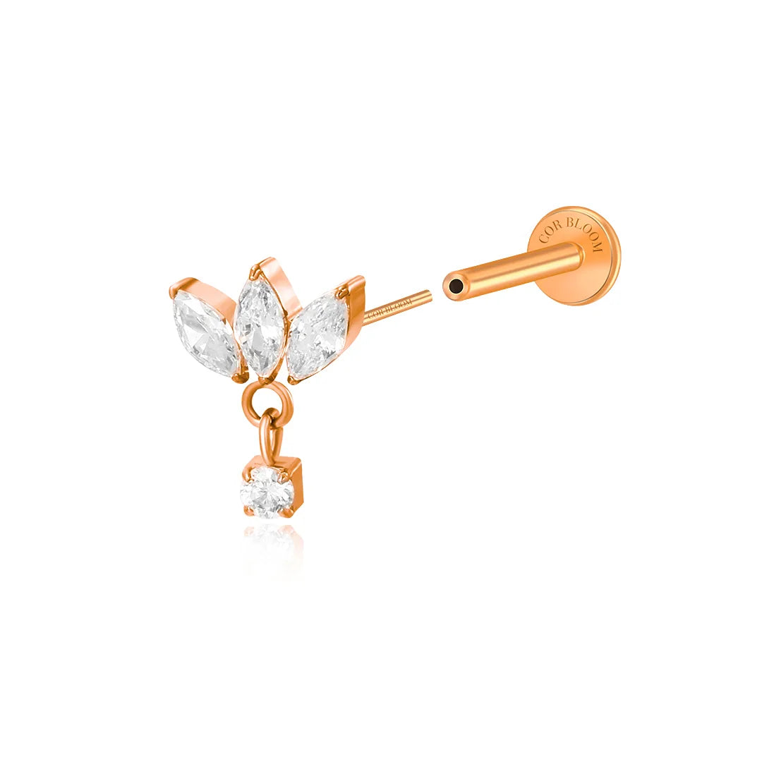 Titanium Trio Marquise Petal Flat Back Stud