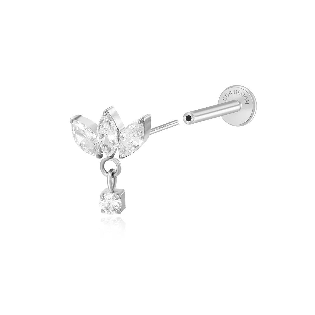 Titanium Trio Marquise Petal Flat Back Stud
