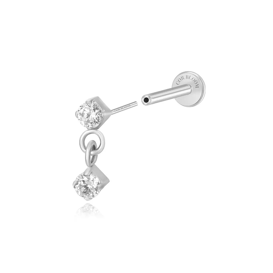 Titanium Emmie Mini Duo Dangling Diamond Piercing Stud