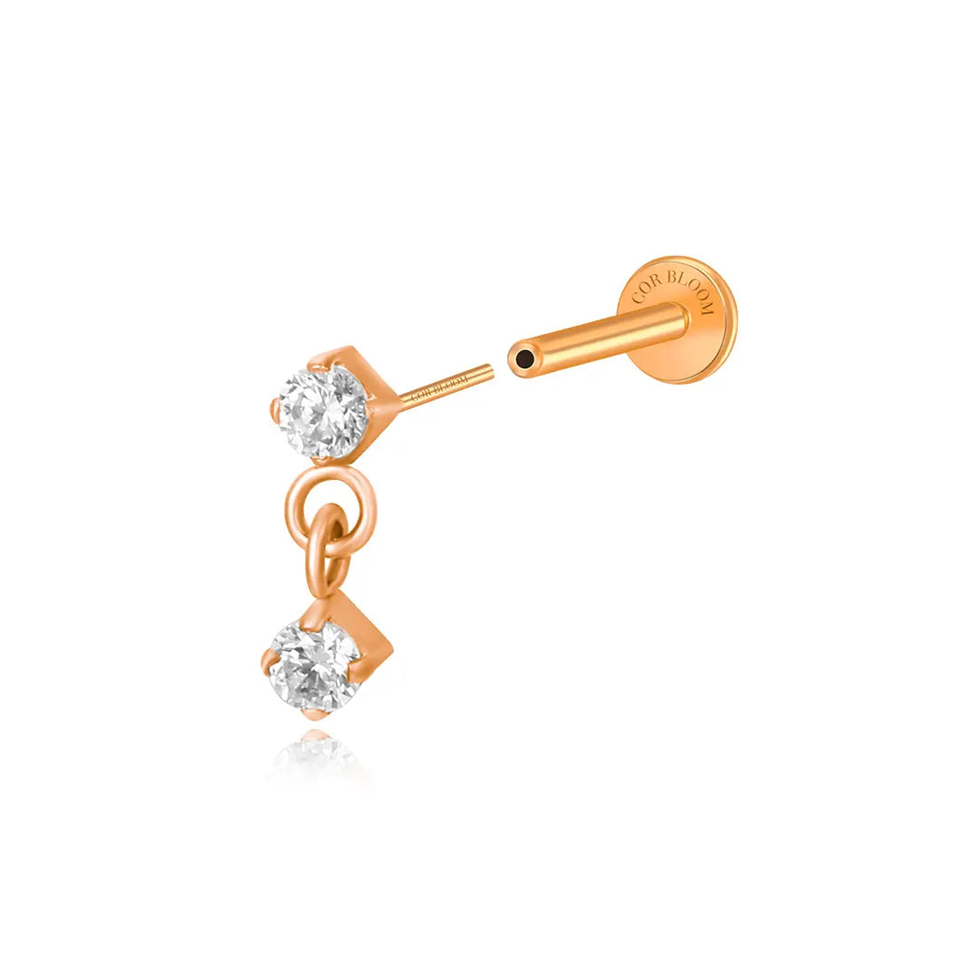 Titanium Emmie Mini Duo Dangling Diamond Piercing Stud
