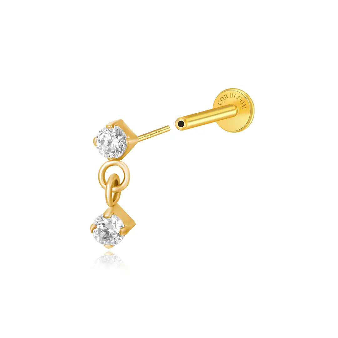 Titanium Emmie Mini Duo Dangling Diamond Piercing Stud