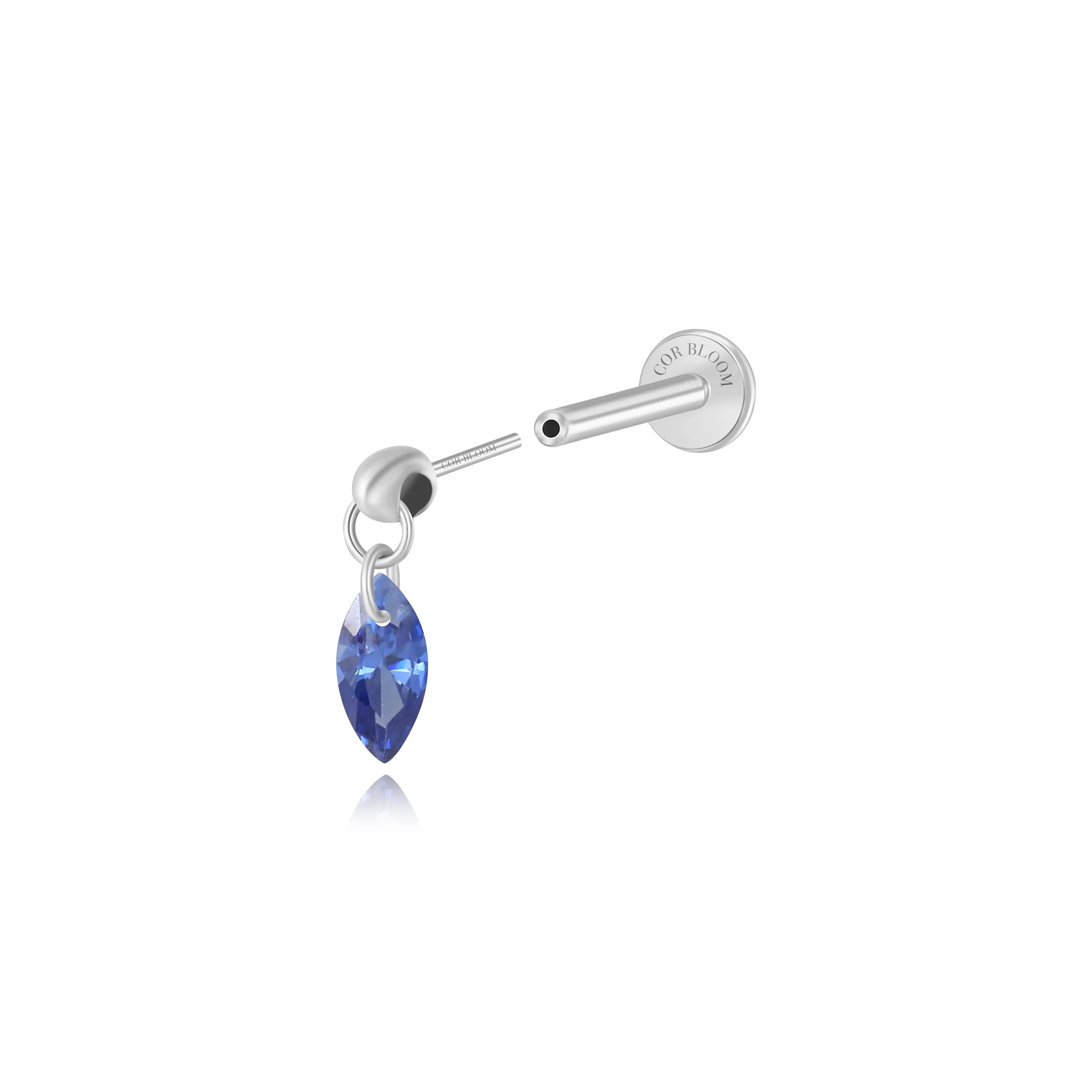 Titanium Tanzanite Floating Marquise Stud | Vertical Helix Earring