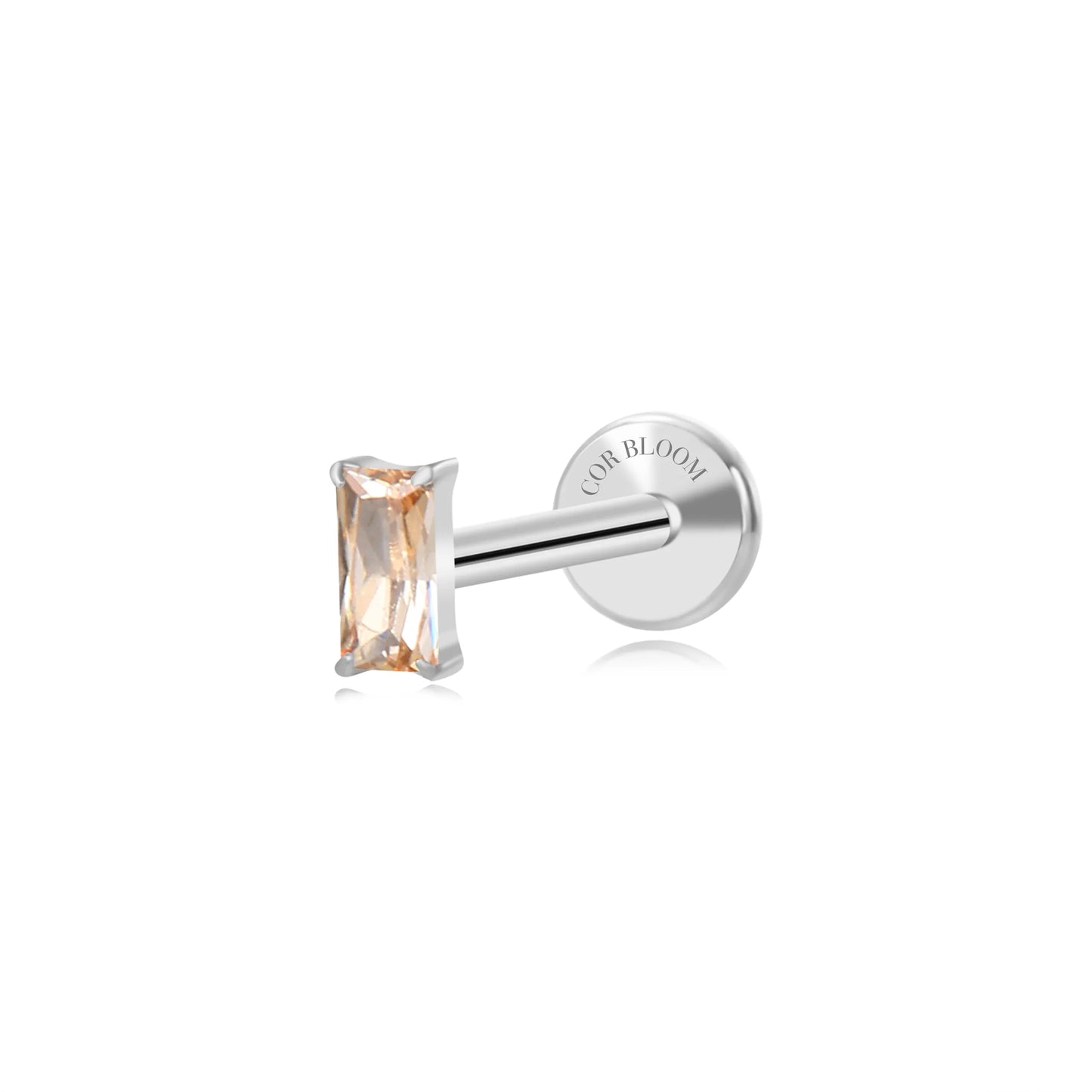 Titanium Irida Small Baguette Stud - Champagne