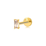 Titanium Irida Small Baguette Stud - Champagne
