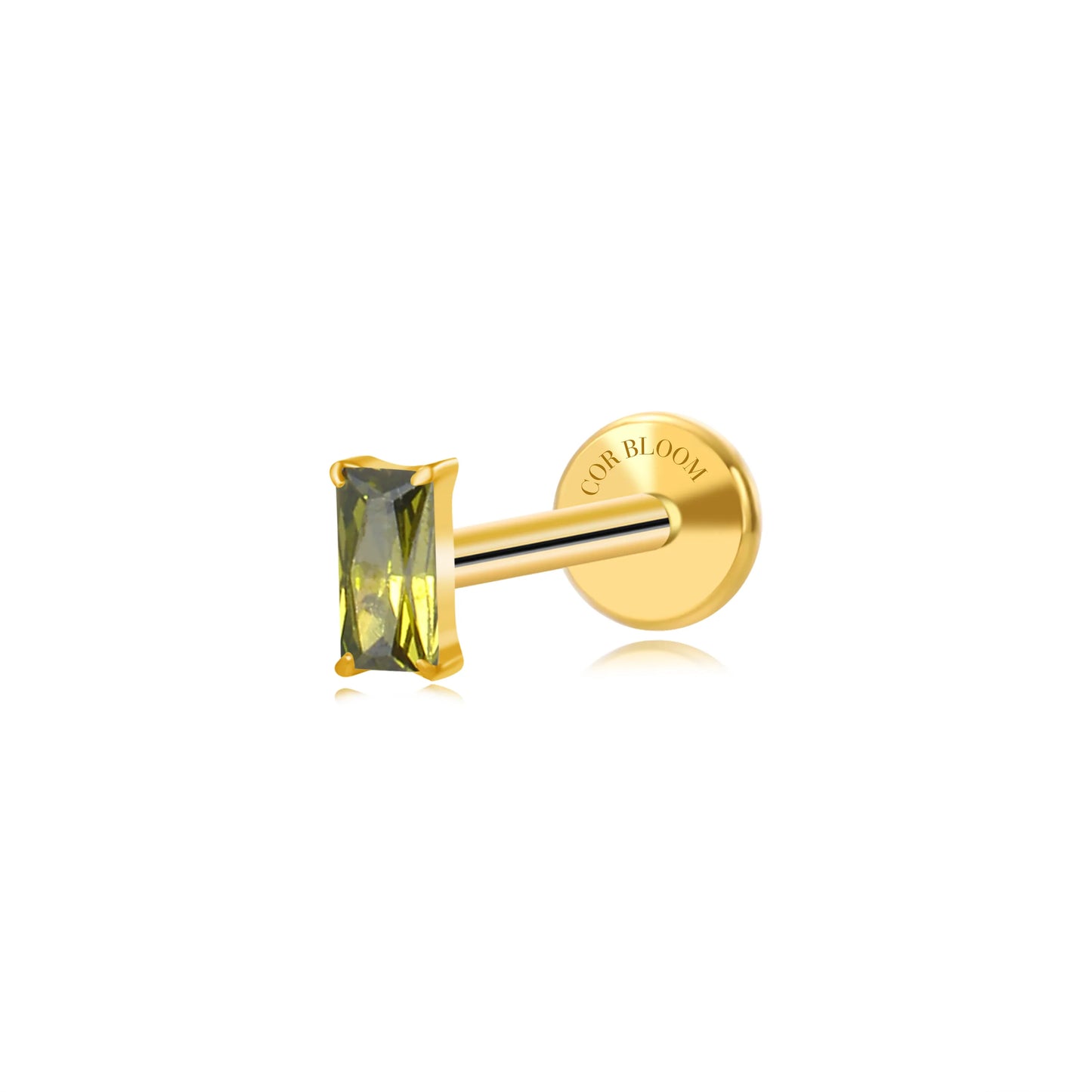 Titanium Irida Small Baguette Stud - Peridot
