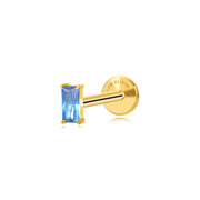 Titanium Irida Small Baguette Stud - Blue Sapphire