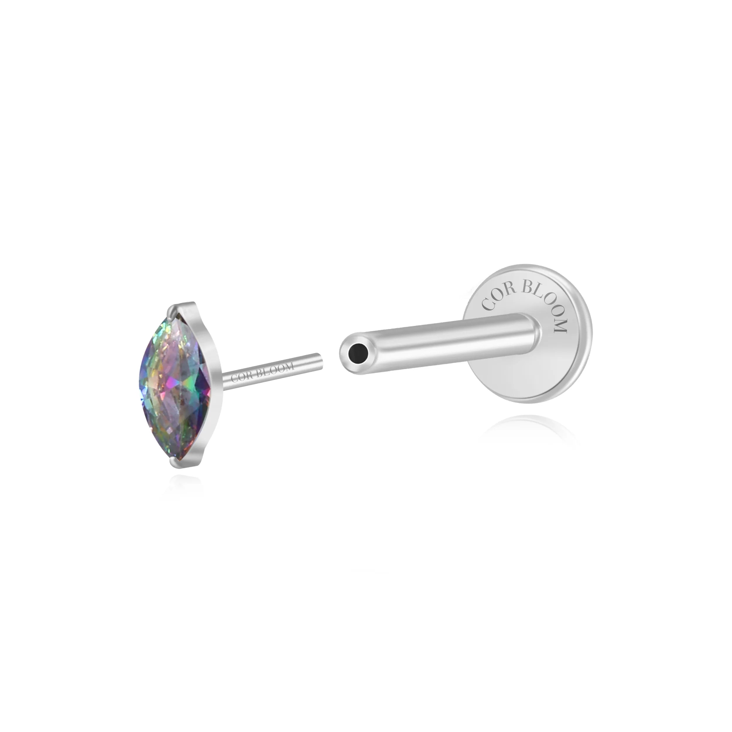 Titanium Elynn Dark Iridescent Marquise Flat Back Stud