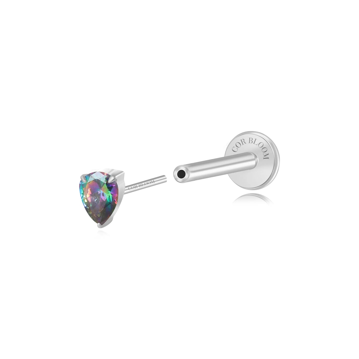 Titanium Apion Dark Iridescent Waterdrop Flat Back Stud