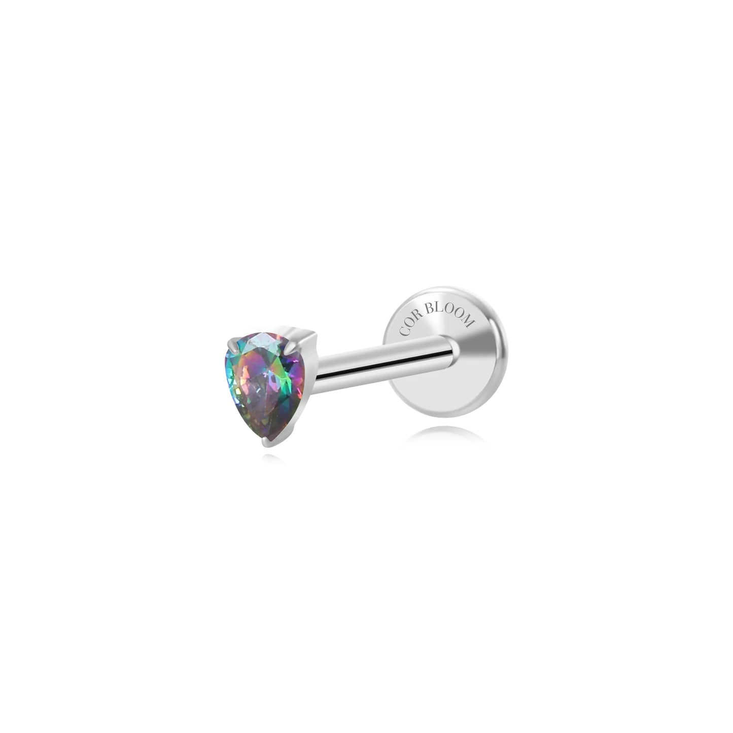 Titanium Apion Dark Iridescent Waterdrop Flat Back Stud