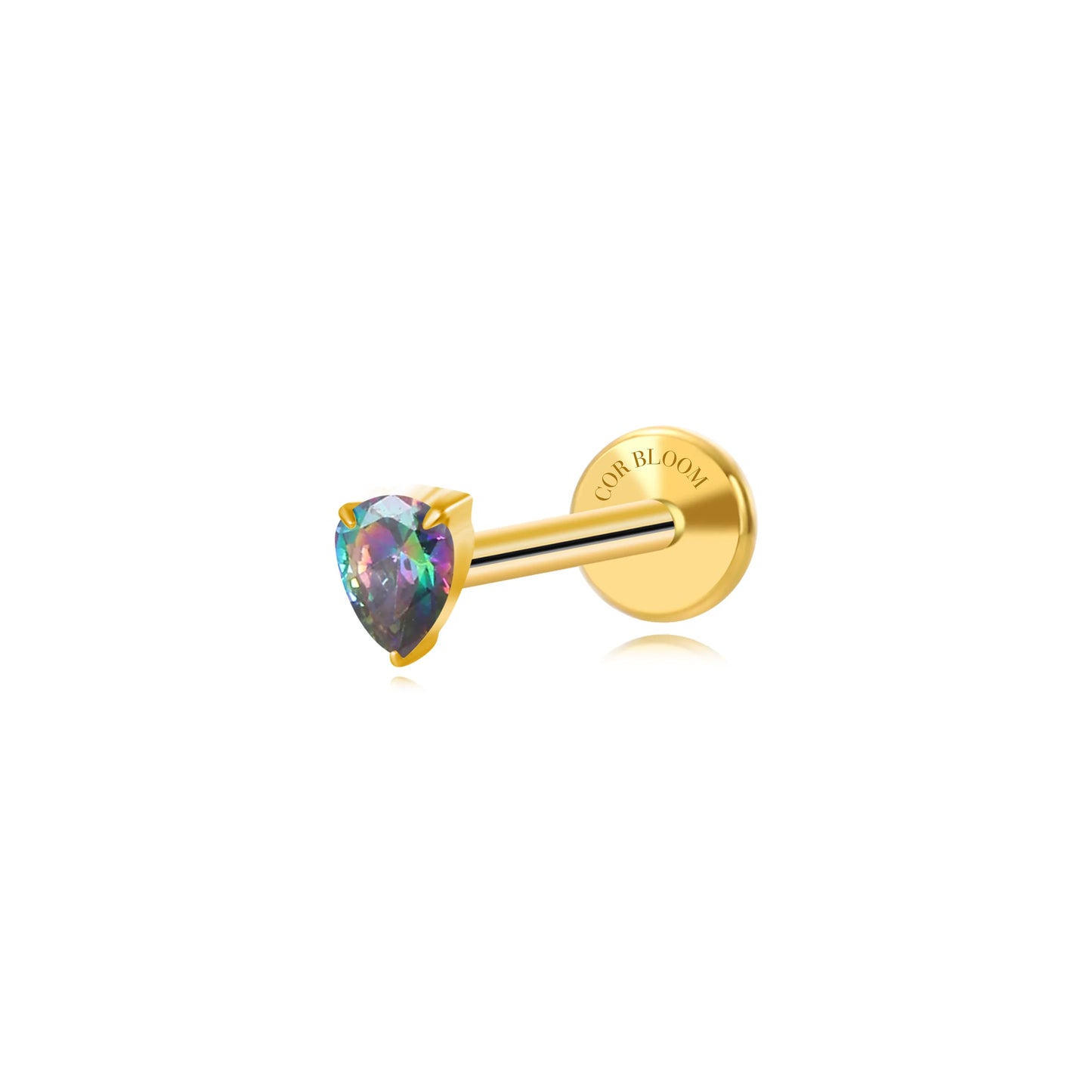 Titanium Apion Dark Iridescent Waterdrop Flat Back Stud