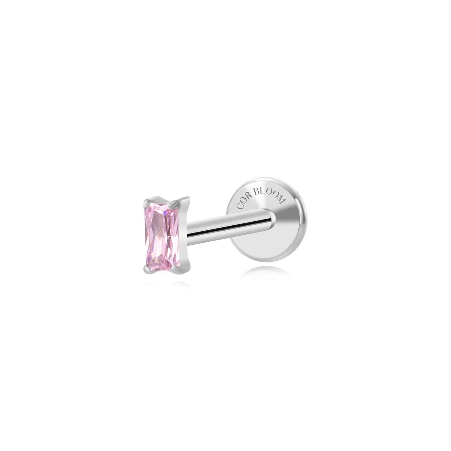Titanium Irida Small Baguette Stud - Pink Tourmaline