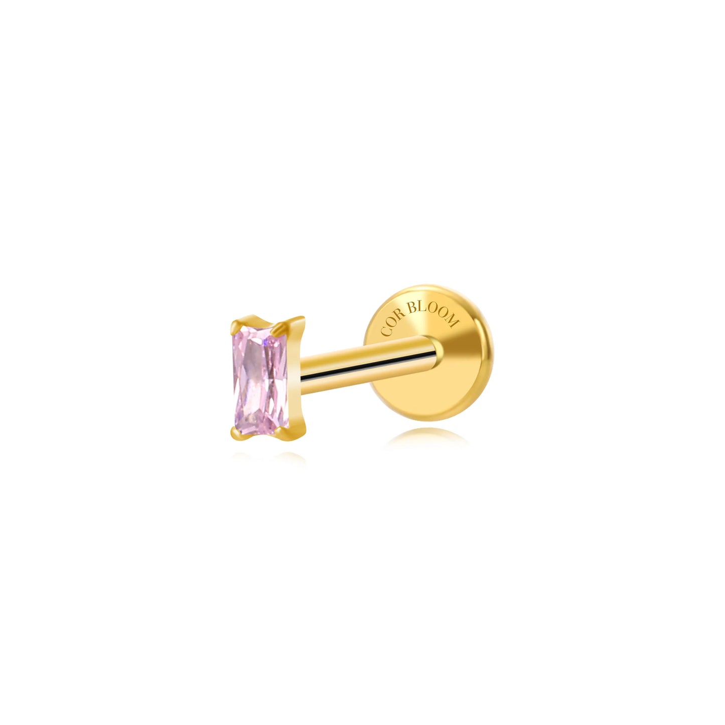 Titanium Irida Small Baguette Stud - Pink Tourmaline