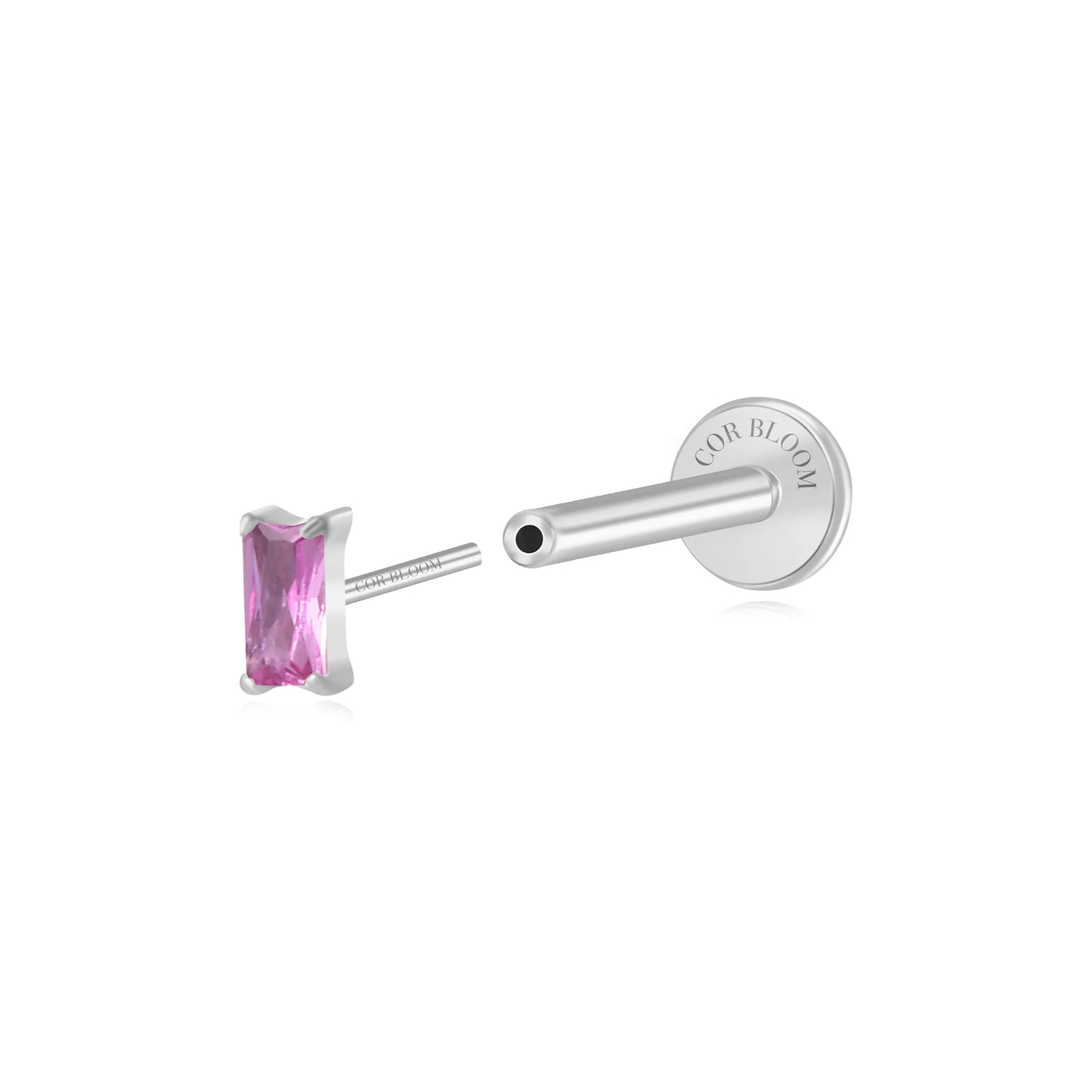 Titanium Irida Small Baguette Stud - Ruby