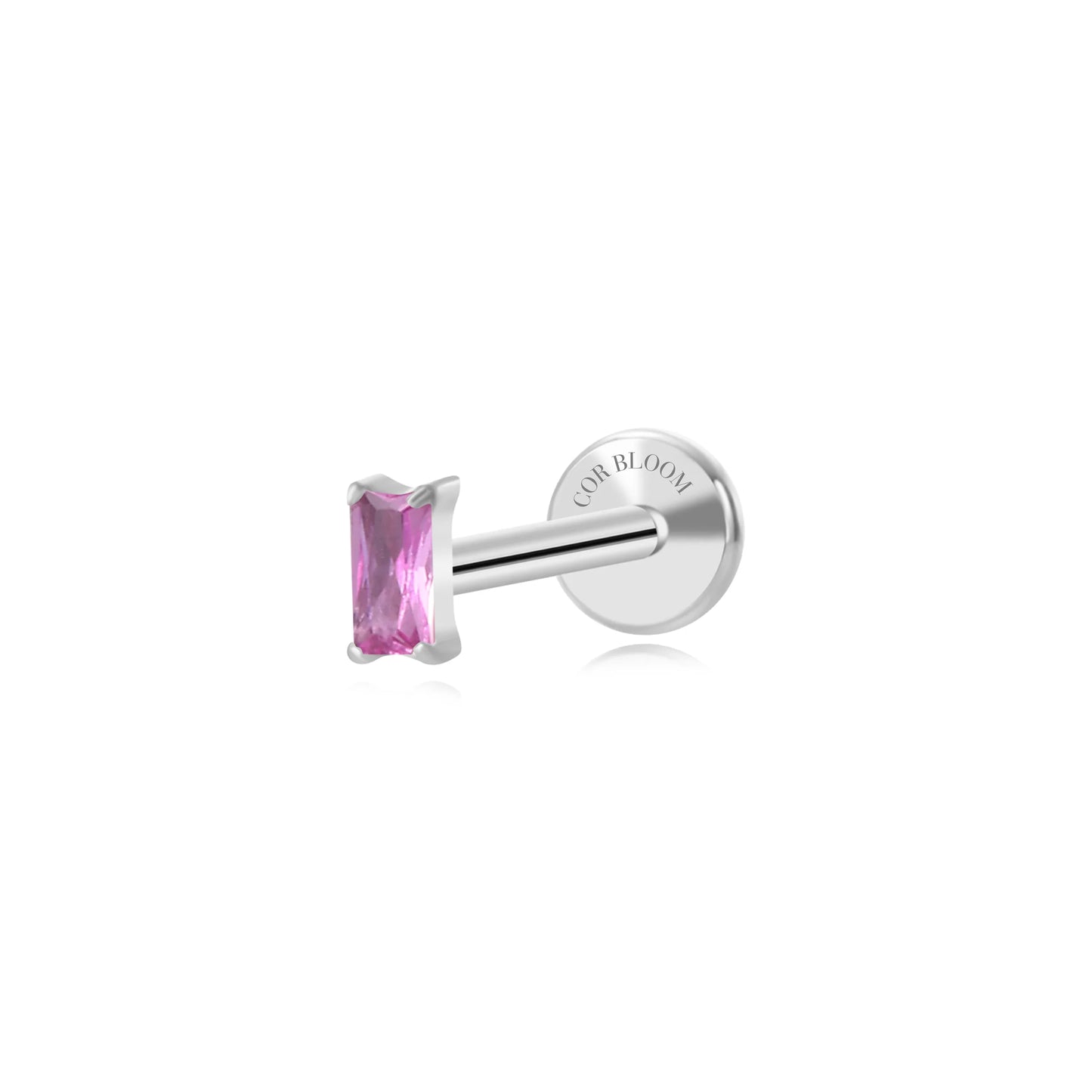 Titanium Irida Small Baguette Stud - Ruby