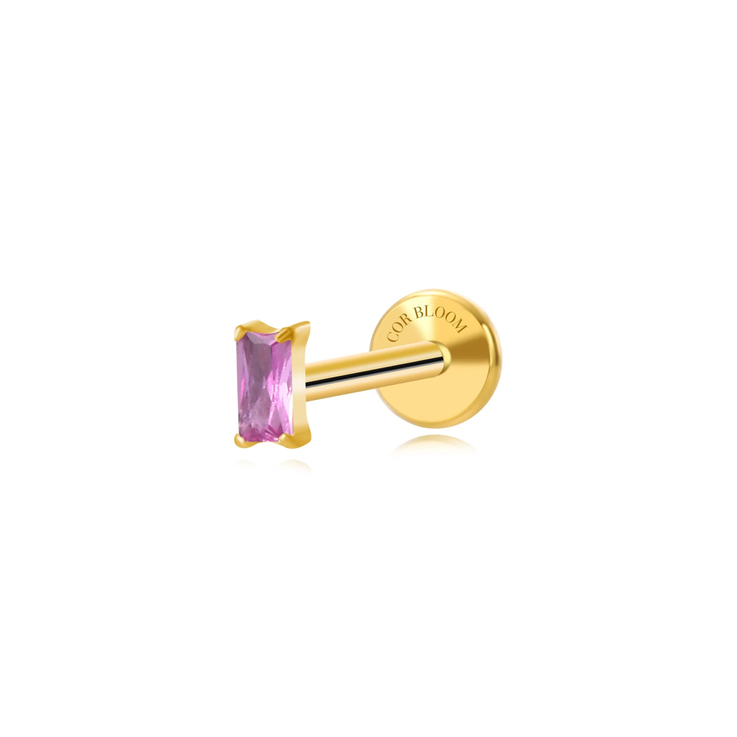 Titanium Irida Small Baguette Stud - Ruby