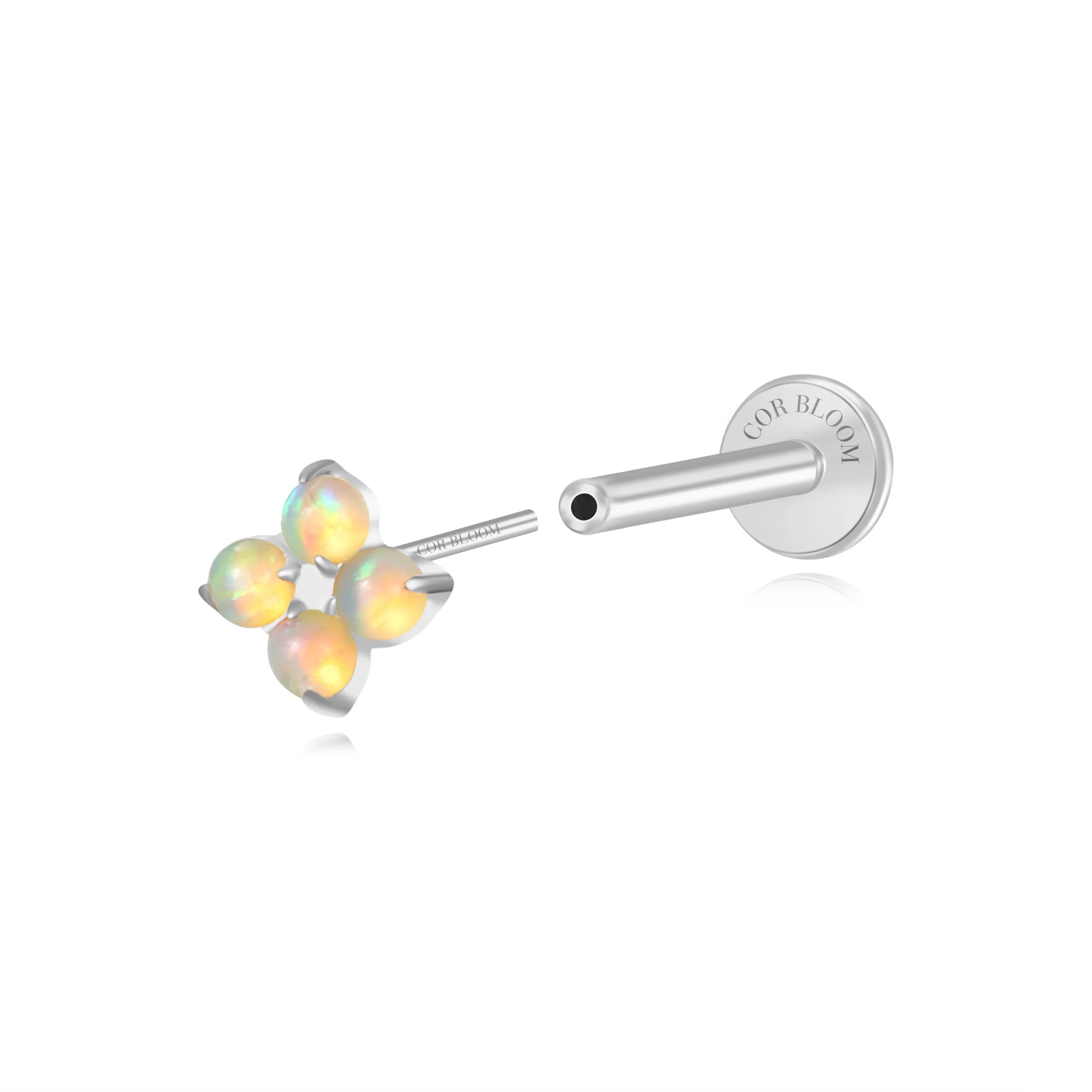 Titanium Aretha Small Yellow Opal Four-Leaf Clover Stud