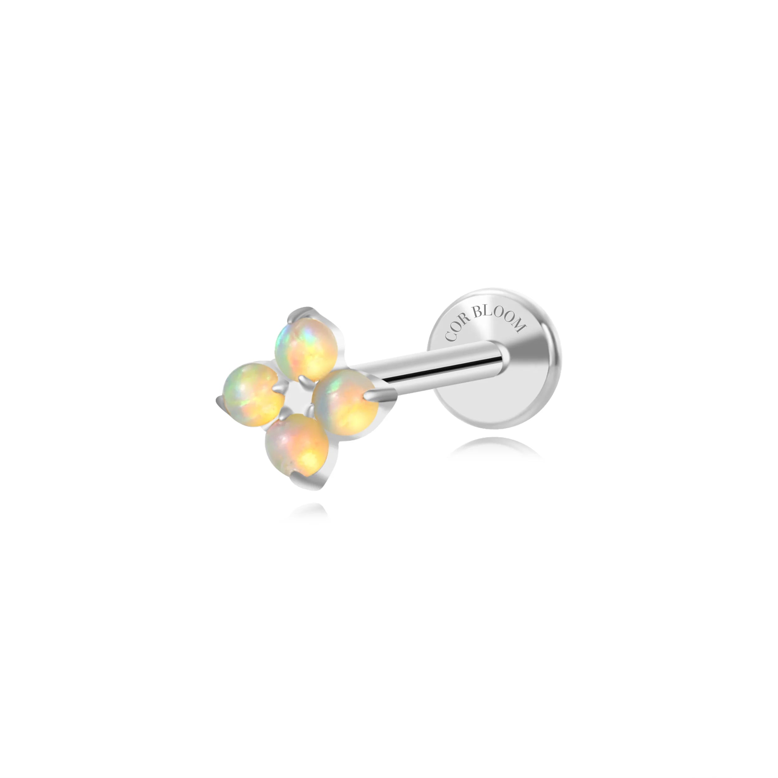 Titanium Aretha Small Yellow Opal Four-Leaf Clover Stud
