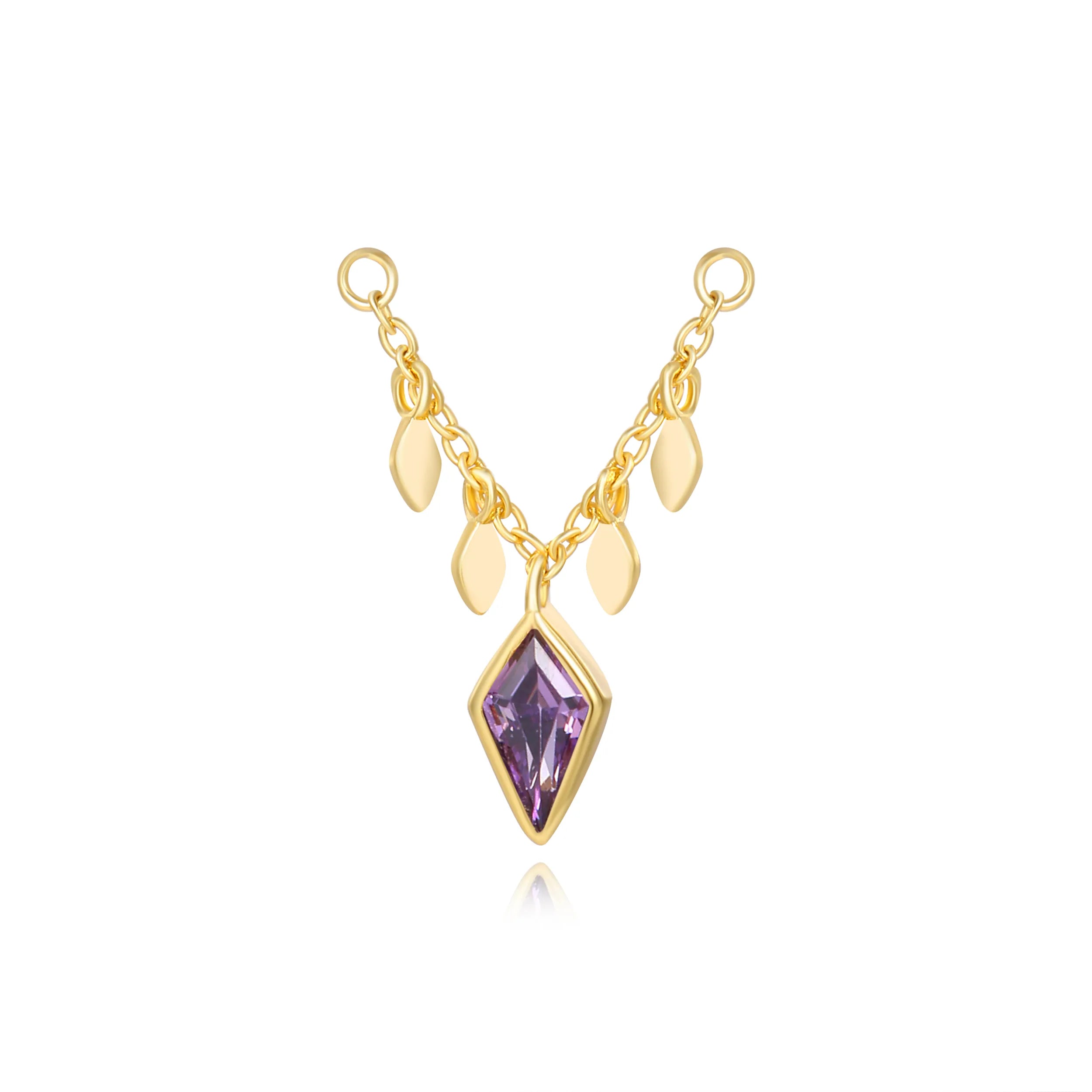 Amalthea Amethyst Kite-Cut Gemstone Chain Attachment • Cartilage Dangling Chain