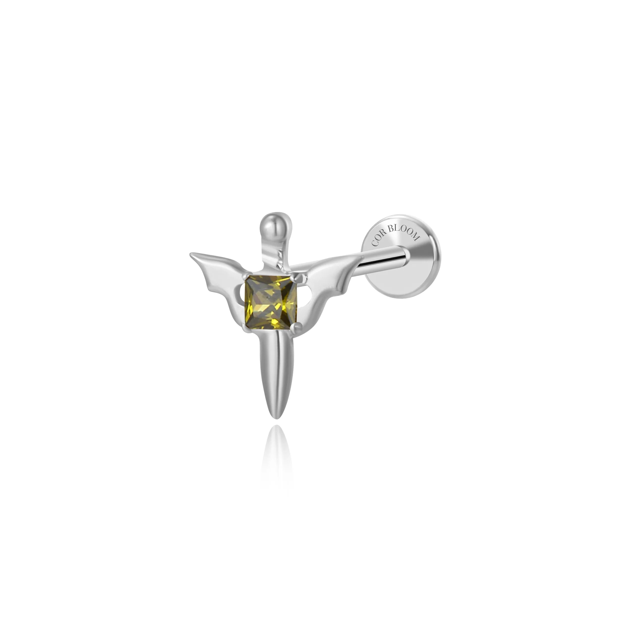 Titanium Little Peridot Sword Flat Back Stud