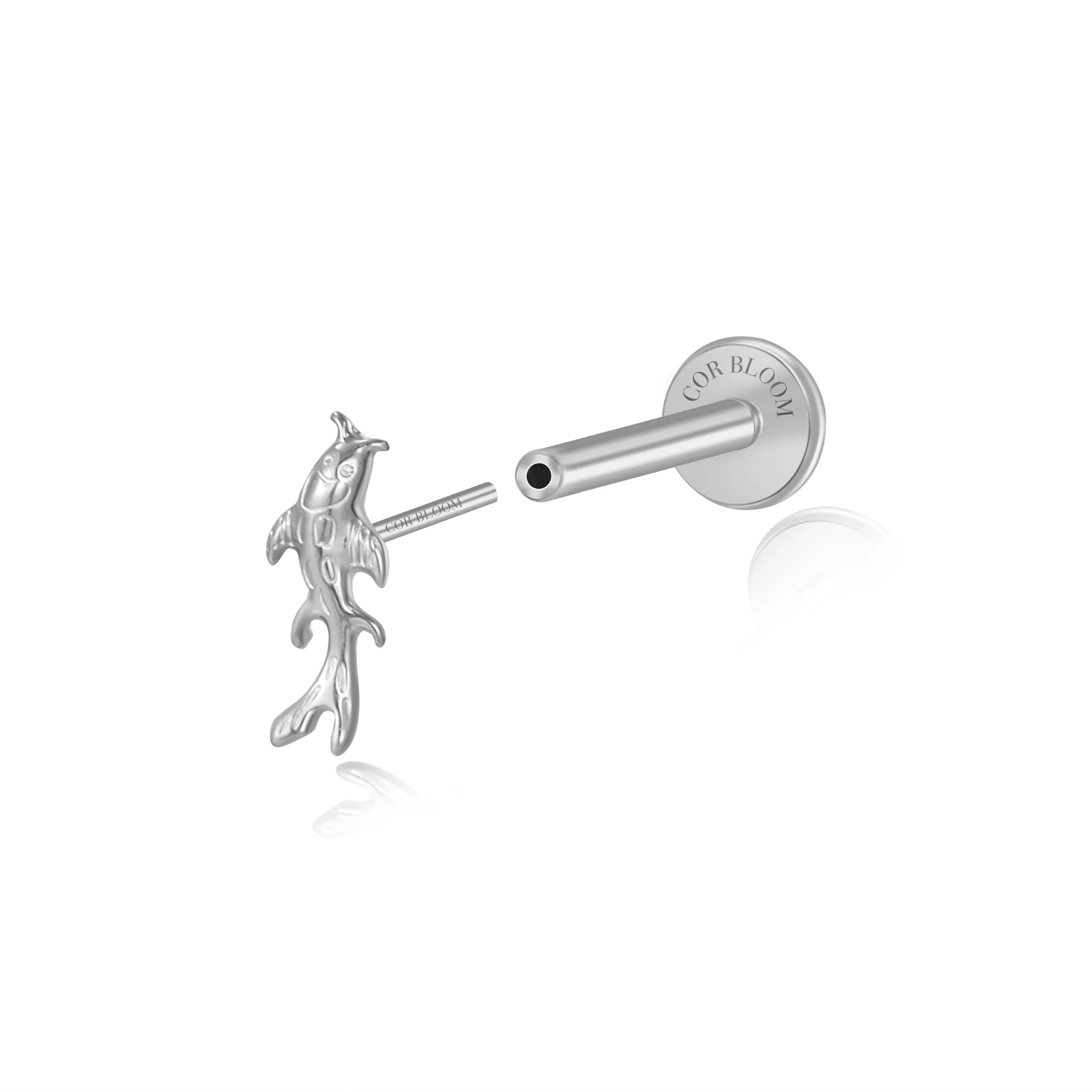 Titanium Carpio Fish Flat Back Stud
