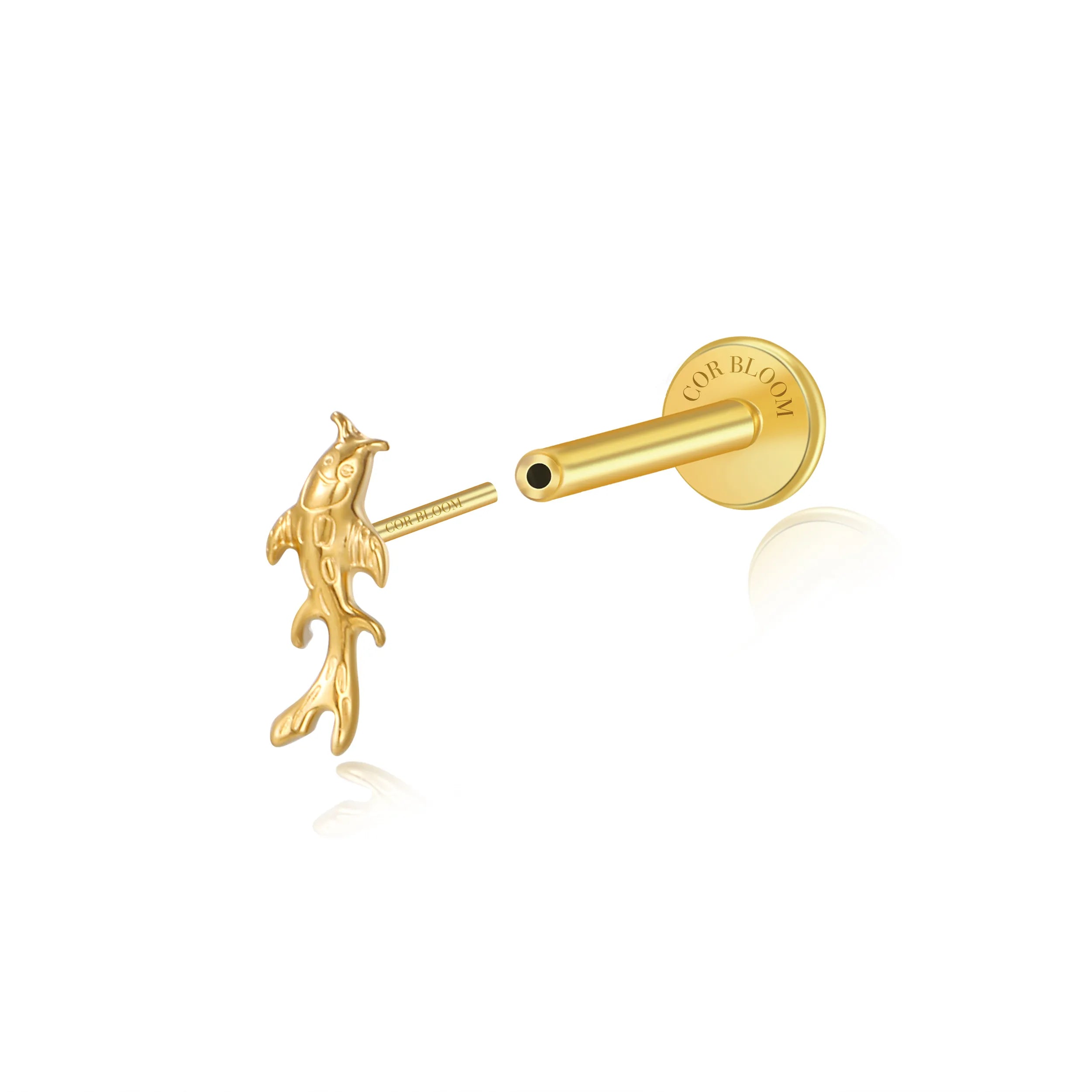 Titanium Carpio Fish Flat Back Stud
