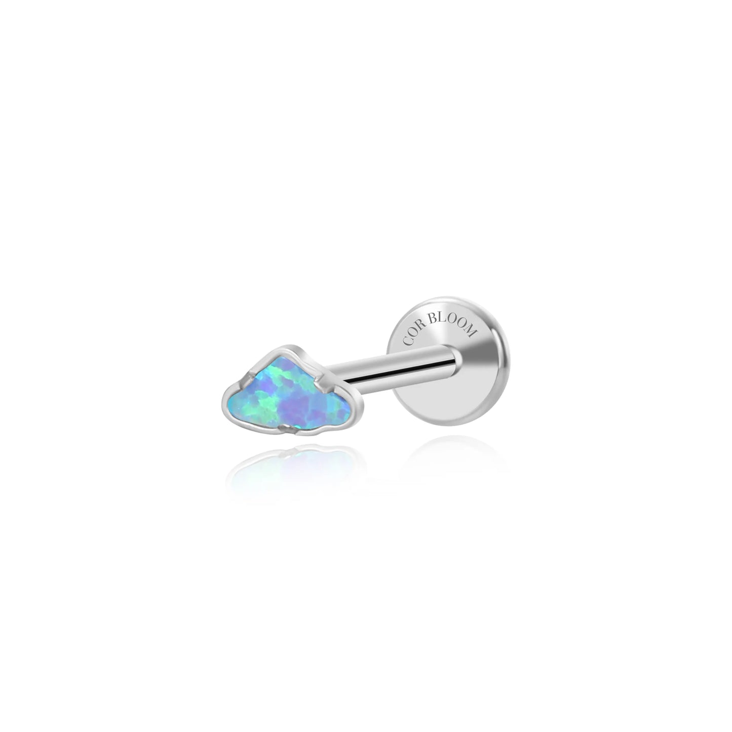 Titanium Mini Blue Opal Cloud Flat Back Stud
