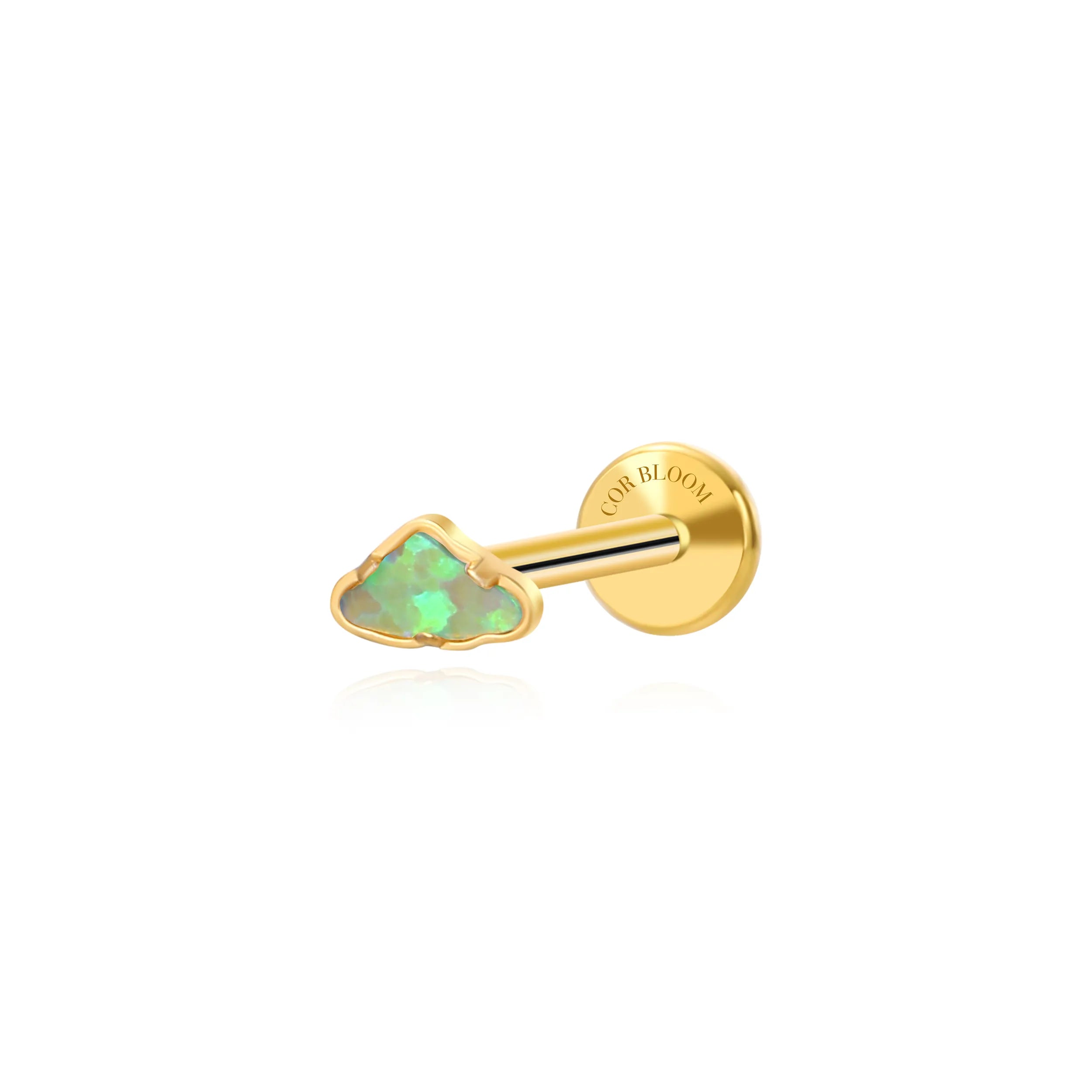 Titanium Mini Green Opal Cloud Flat Back Stud