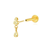 Titanium Yuri Waterdrop Push Pin Stud - Yellow Citrine