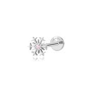 Titanium Little Pink Snowflake Flat Back Stud