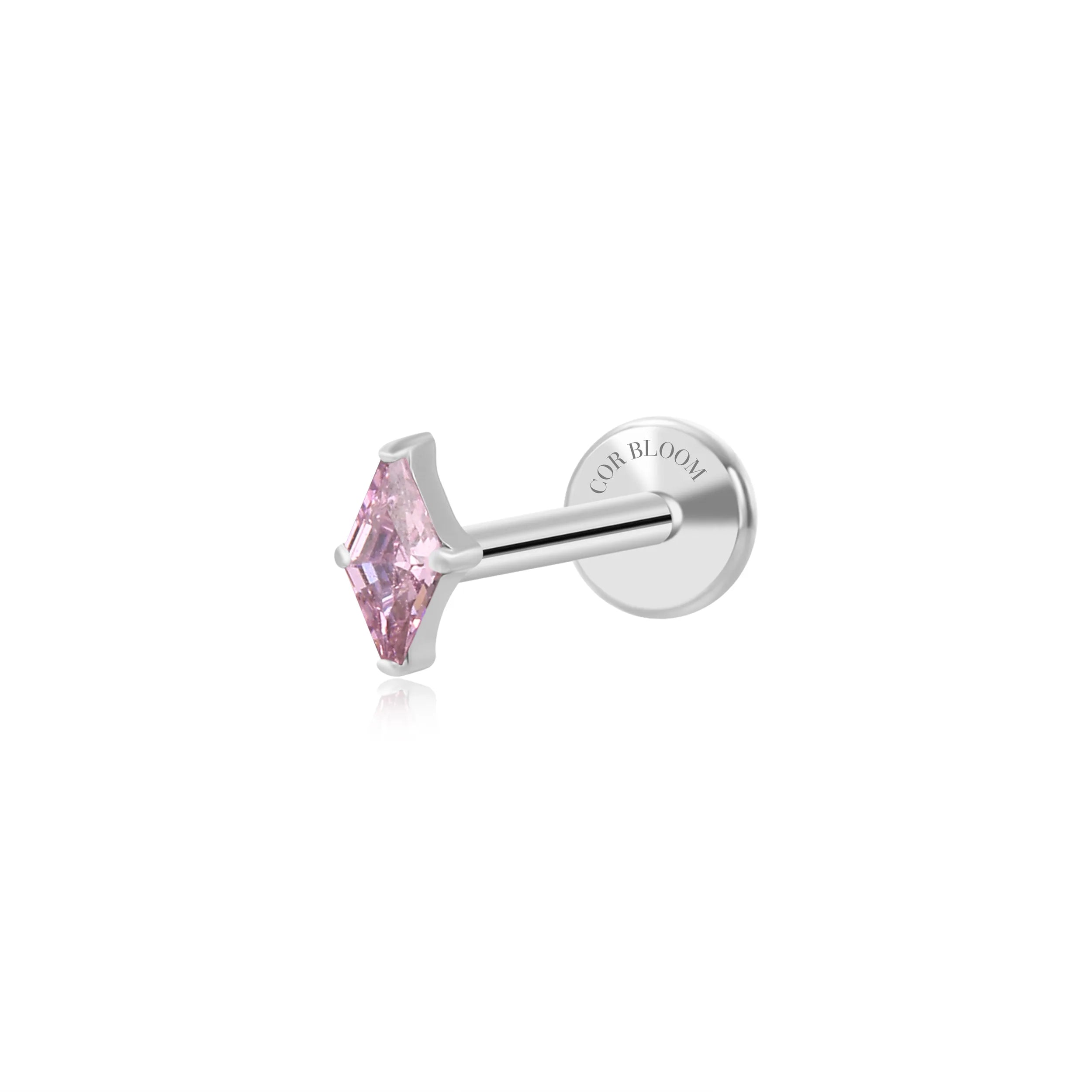 Titanium Xyla Rhombus Gemstone Stud - Rhodolite