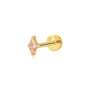 Titanium Xyla Rhombus Gemstone Stud - Champagne