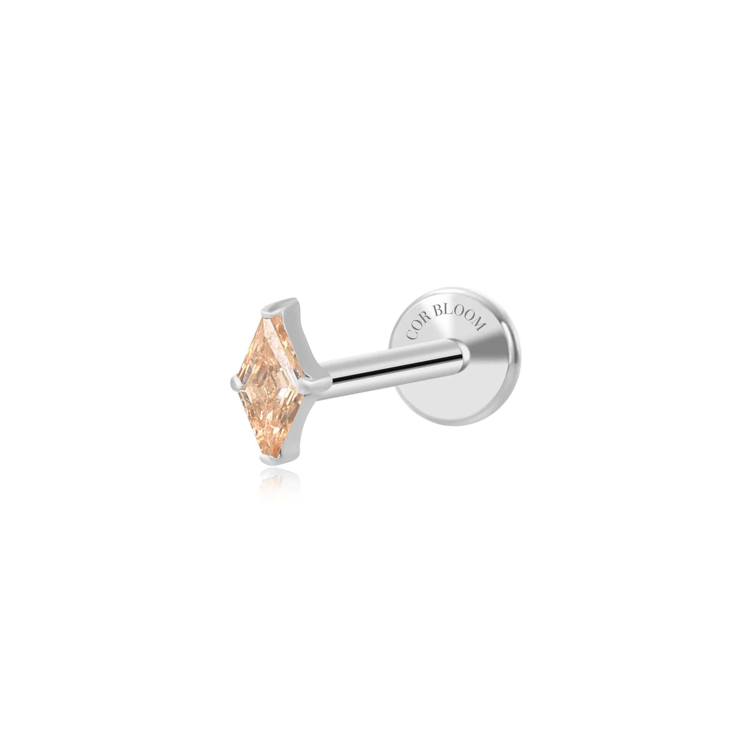 Titanium Xyla Rhombus Gemstone Stud - Champagne