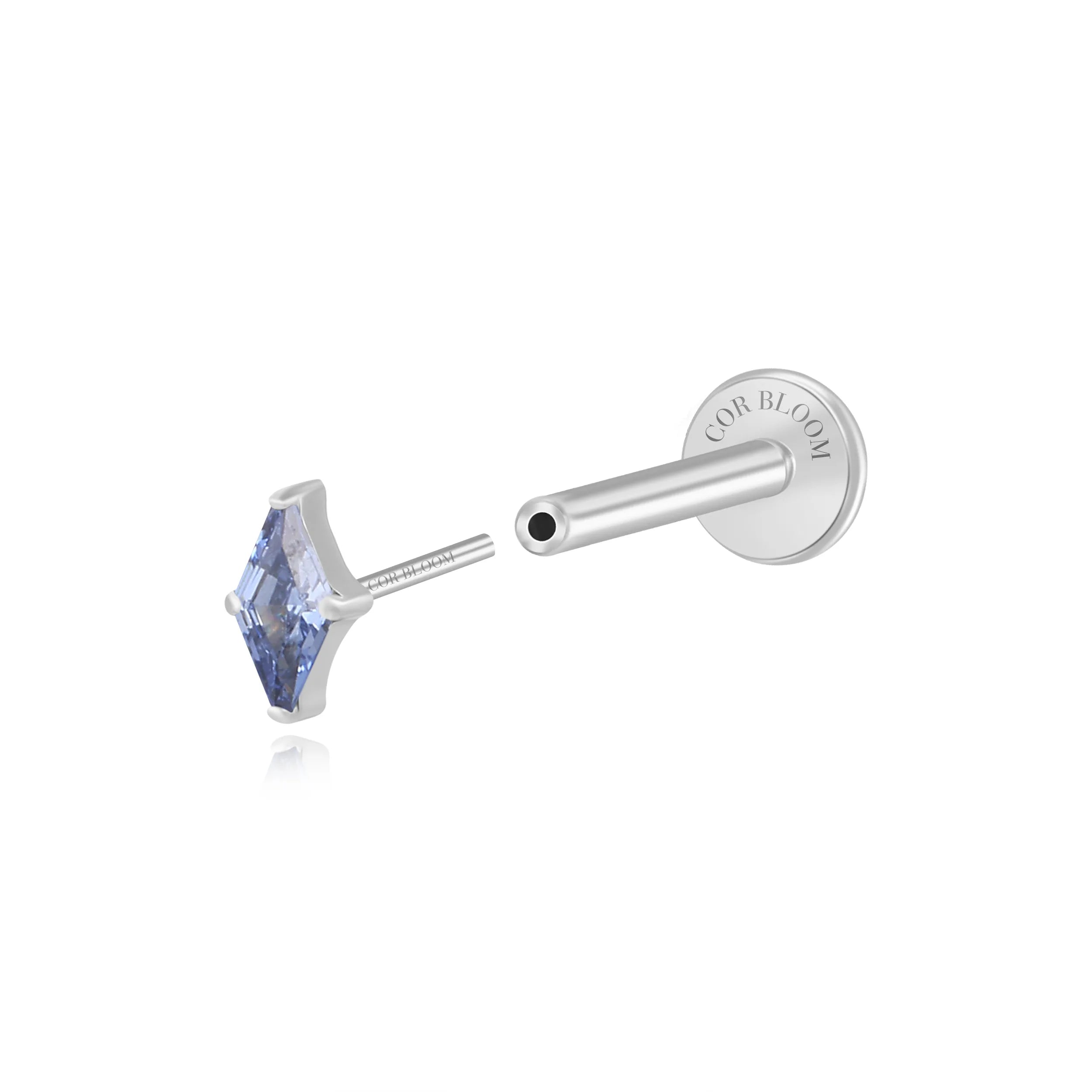 Titanium Xyla Rhombus Gemstone Stud - Tanzanite