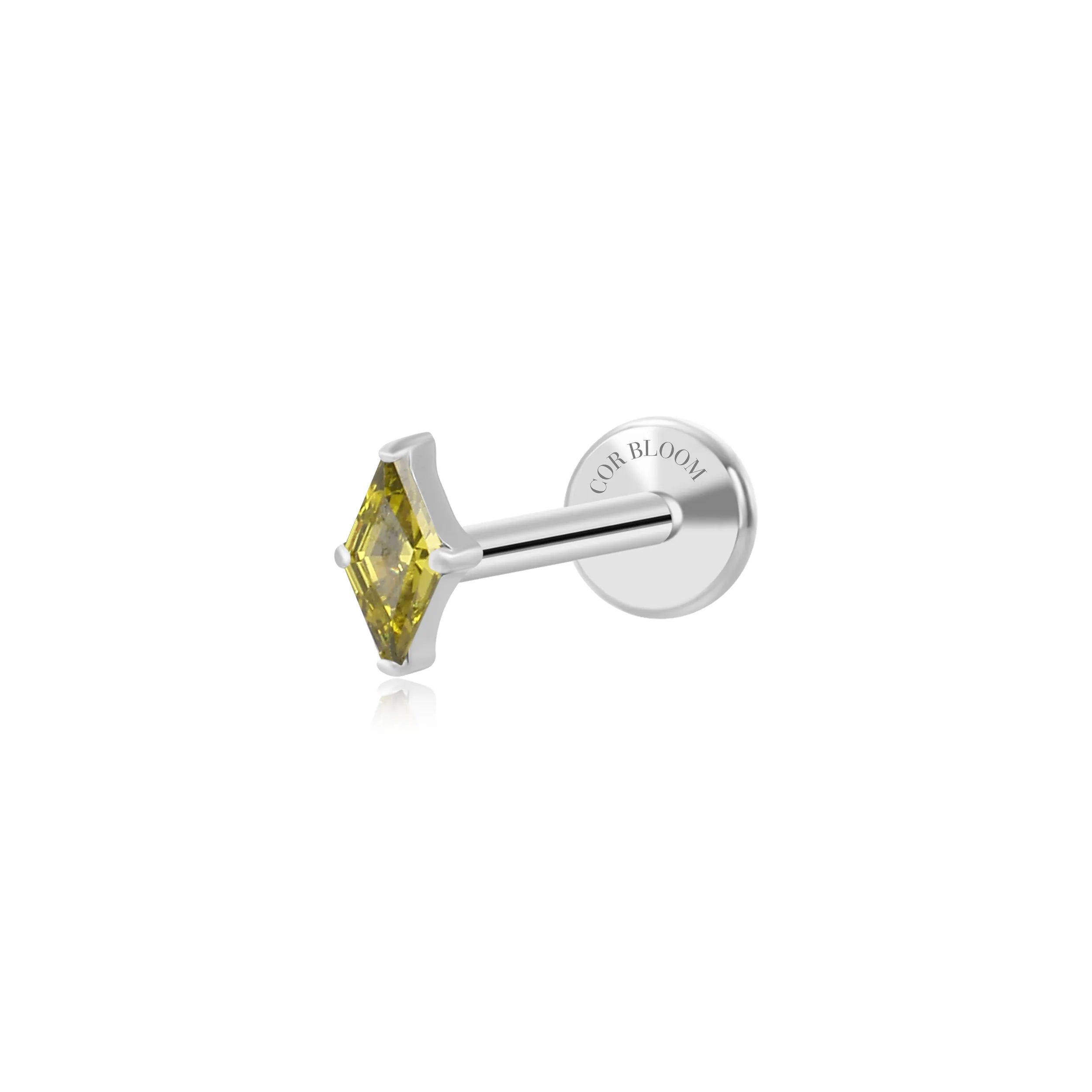 Titanium Xyla Rhombus Gemstone Stud - Peridot