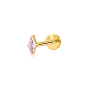 Titanium Xyla Rhombus Gemstone Stud - Pink Tourmaline