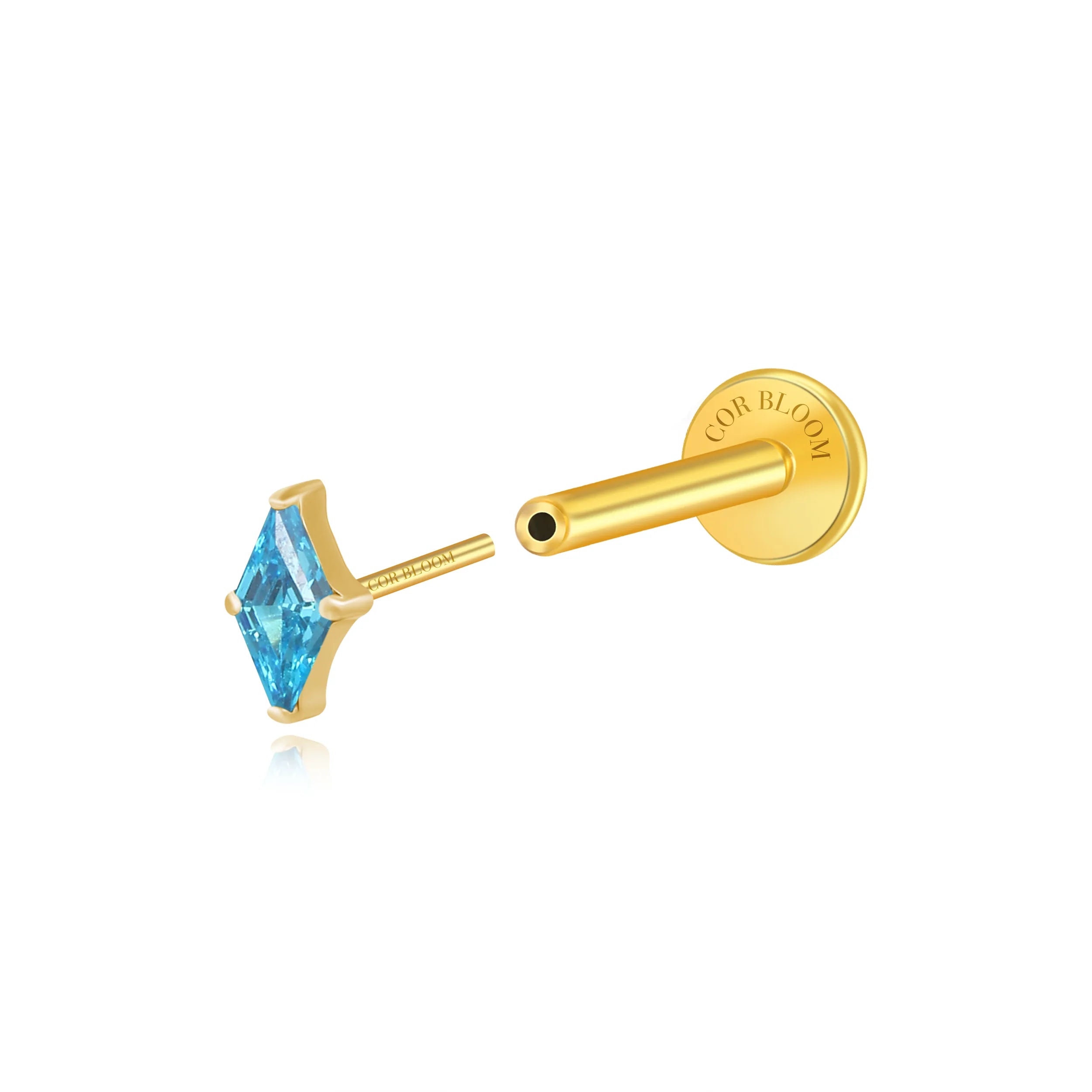Titanium Xyla Rhombus Gemstone Stud - Aquamarine
