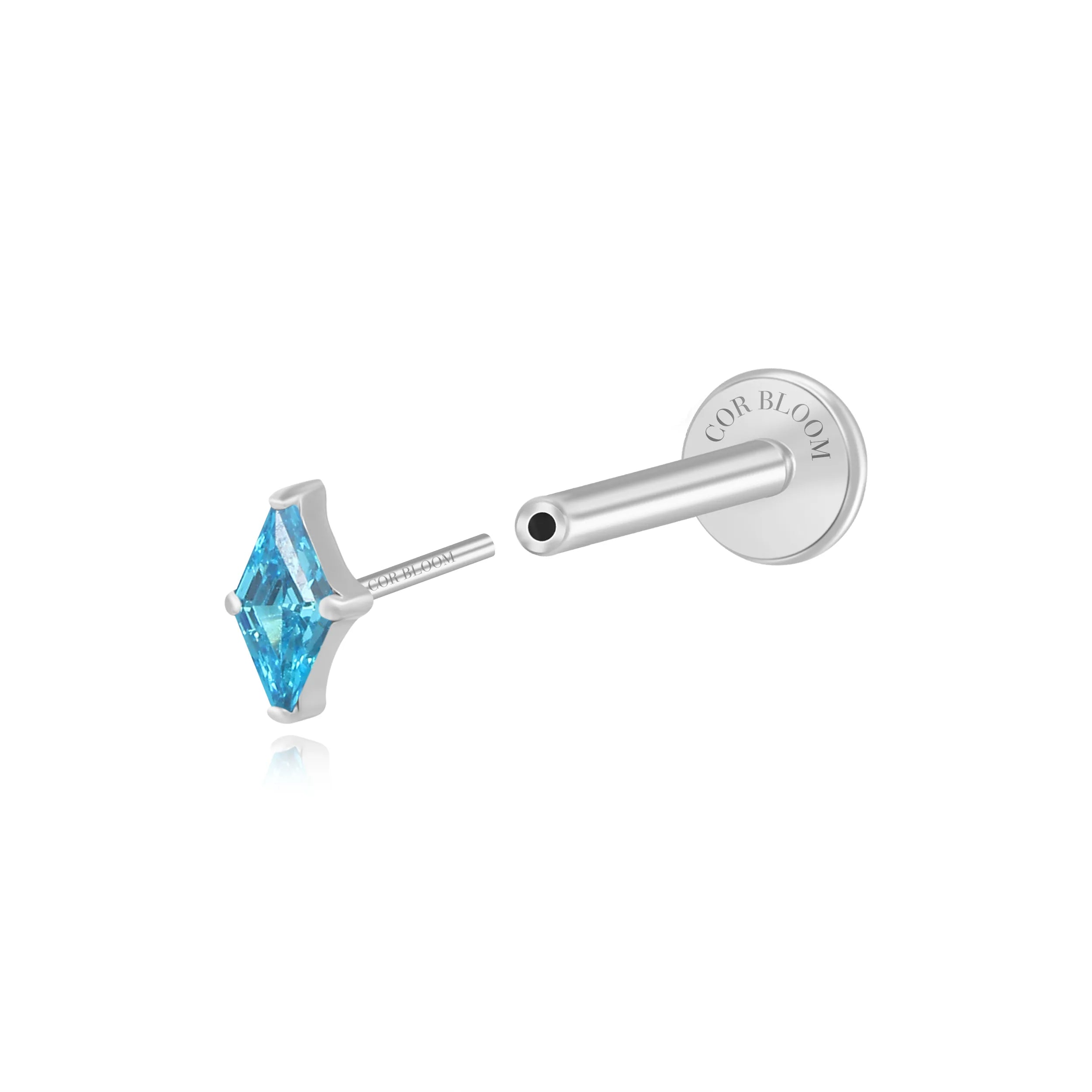 Titanium Xyla Rhombus Gemstone Stud - Aquamarine