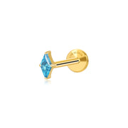 Titanium Xyla Rhombus Gemstone Stud - Aquamarine