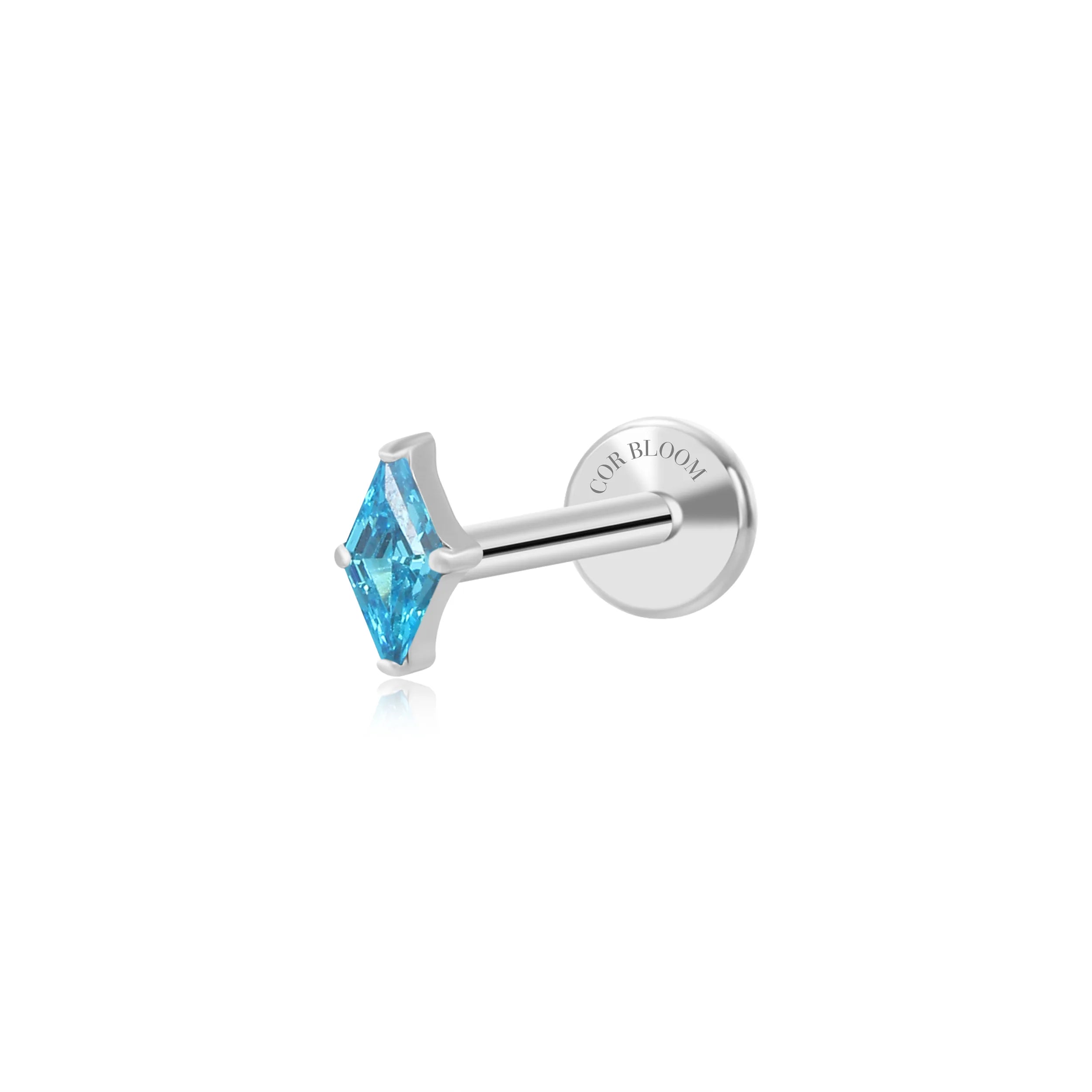 Titanium Xyla Rhombus Gemstone Stud - Aquamarine