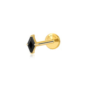 Titanium Xyla Rhombus Gemstone Stud - Black Spinel
