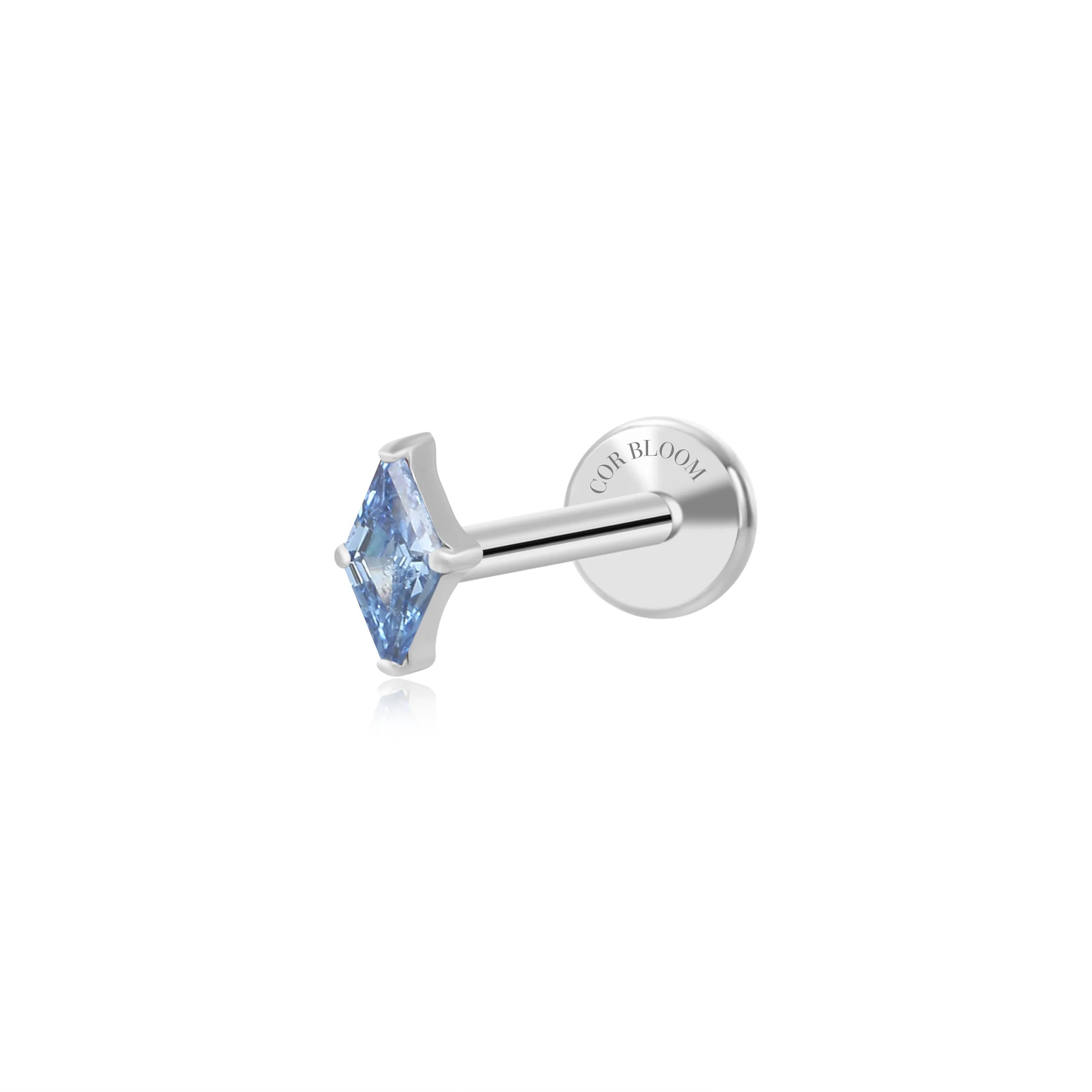 Titanium Xyla Rhombus Gemstone Stud - Blue Sapphire